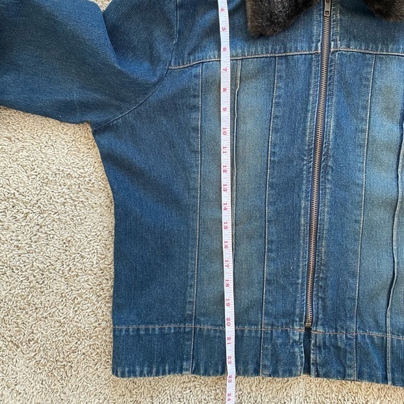 Vintage Faded Glory Y2K Jean Zip Up Fur Jacket - Picture 8 of 9